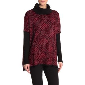 JOSEPH A Cowl Neck Knit Sweater Black Red XL